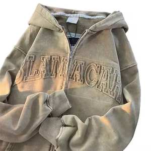 Sudadera con capucha OEM personalizada con logo, al por mayor, de invierno, estilo urbano, con cremallera, sin cordones, de forro polar grueso, modal, ecológica, transpirable, de secado rápido, vintage, 3D - Product Image 5
