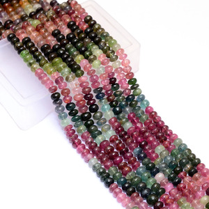 AAA+ Tourmaline 6mm-7mm Rondelle Smooth Beads Natural Rainbow Multi Tourmaline Semi Precious Gemstone Beads for Jewelry Making - Product Image 1