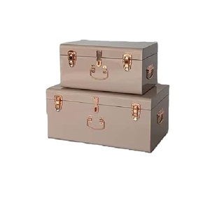 Boîtes de rangement en métal rectangulaires avec quincaillerie dorée, couvercle à charnières, design empilable, style minimaliste - Product Image 3