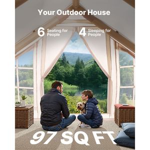 Tenda Gonfiabile per 4-6 Persone per Campeggio, Facile da Montare con Pompa Manuale, Oxford 300D, 4 Stagioni, con Stufa e Palo in TPU Resistente - Product Image 3