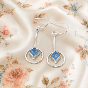 Blue Chalcedony Geometric <b>Dangle</b> <b>Earrings</b> 925 Sterling Silver Circle Drop <b>Earrings</b> Rose <b>Gold</b> Yellow <b>Gold</b> Plated Christmas Gift - Product Image 1
