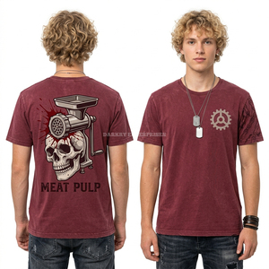 ผู้ผลิตเสื้อยืดทรงดีพ 250GSM สีน้ำเงินฟอกกรด ลายกราฟิกหัวกะโหลก สำหรับผู้ชาย เสื้อผ้าสตรีทแวร์เนื้อหนัก ผ้าฝ้าย  ผู้จัดจำหน่าย - Product Image 6