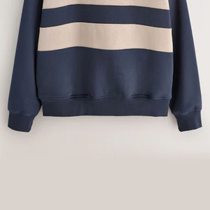 Suéter de punto para hombre, azul marino a rayas, con media cremallera, corte regular, cuello alto, informal, para otoño e invierno, manga larga, cálido - Product Image 3
