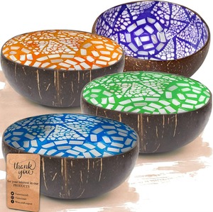Customized <b>Coconut</b> <b>Bowl</b> Cute Design Lacquer Sustainable Decorative <b>Bowls</b> for Kitchen Use Handicraft - Product Image 4