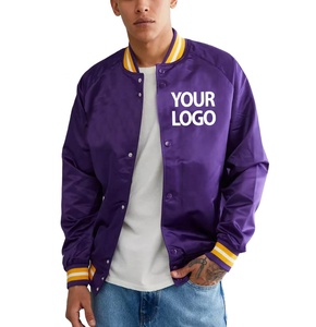 Chaqueta Bomber de Satén Estilo Universitario para Hombre, de Alta Calidad OEM, con Logotipo Frontal Personalizado, Impermeable y Reversible para Invierno - Product Image 1