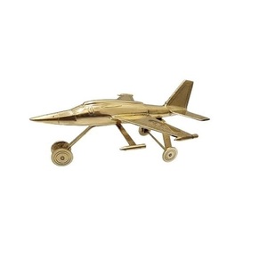 Decorative Brass Aircraft Model Vintage Style Fighter Jet Showpiece <b>Gold</b> Toned Metal Collectible Airplane <b>Statue</b> for Home Office - Product Image 2