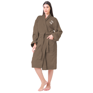 Peignoir de bain 100% coton, doux et luxueux, avec taille et logo personnalisés, super absorbant, séchage rapide, couleur unie, peignoir professionnel. - Product Image 2