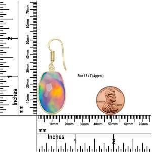 Pendientes Colgantes Hechos a Mano con Baño de Plata y Dijes Bonitos para Mujer, Diseño de Ópalo Aurora, Regalo Genuino para Fiestas y Aniversarios - Product Image 2