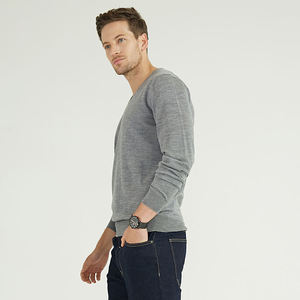 Sudadera de Manga Larga con Cuello en V para Hombre, Color Gris Otoñal, Suave, Transpirable, Corte Regular, Poliéster/Algodón - Product Image 5