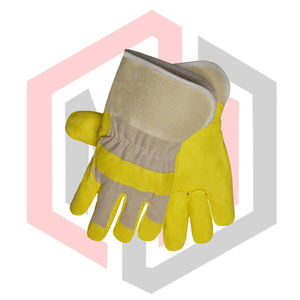 Gants de travail en cuir jaune beige respirants, antistatiques, anti-choc, anti-coupure, anti-chaleur, avec manchette de sécurité, résistants au feu - Product Image 3