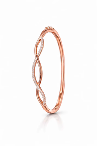 กำไลข้อมือเพชรทรงอินฟินิตี้ทองคำโรสโกลด์ 14K ประดับเพชรเลี้ยงในห้องปฏิบัติการ ดีไซน์เกลียวคลื่น สวยหรู เป็นของขวัญสำหรับผู้หญิง ชุดกำไลเจ้าสาว - Product Image 2