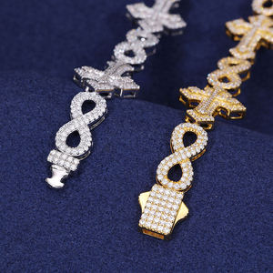 สร้อยข้อมือครอสอินฟินิตี้ ชุบทอง 18K ประดับคริสตัลไรน์สโตน สไตล์ฮิปฮอป สำหรับทุกเพศ ใส่ได้ทุกวัน ดีไซน์แบบโซ่ - Product Image 3