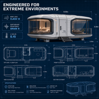 Maison Capsule Spatiale Extrêmement Durable, Villa Mobile de Luxe Toutes Saisons, Résistante au Vent et aux Tremblements de Terre pour Projets Mondiaux