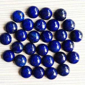 Lot de perles de bijoux certifiées en lapis-lazuli naturel, cabochons ronds calibrés, pierres précieuses brutes non traitées - Product Image 1