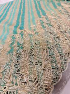 Tela de Seda Zari de Lujo con Bordado Floral, Tela India para Bodas, Textil Étnico de Diseño, Material para Vestidos Saree, Lehenga y Dupatta - Product Image 3