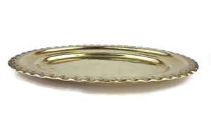 Plato Decorativo Ovalado de Aluminio Ecológico Vintage con Borde de Cuerda, Acabado Dorado Brillante, Decoración de Mesa Metálica en Venta - Product Image 6