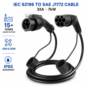 Cable de Carga para Vehículos Eléctricos ZSWINNER ST-E150 32A 7KW, Material TPU, Clasificación Europea, 1 Año de Garantía, IP65, UL94V-0, Plateado, Tipo 1 y Tipo 2 - Product Image 1