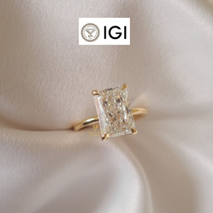 Anillos de compromiso con diamantes de corte radiante, diamantes cultivados en laboratorio CVD HPHT, certificados por IGI, oro sólido de 14K y 18K, anillos de boda de diamantes para mujer - Product Image 3