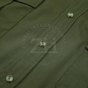 ชุดทำงานทนไฟระบายอากาศได้ดีสำหรับงานอุตสาหกรรม เสื้อเชิ้ตแขนสั้นแบบติดกระดุมมุกสำหรับช่างเชื่อม - Product Image 5