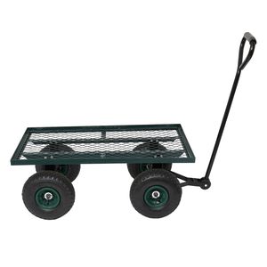 Carrello da Giardino Quadrato in Ferro e Legno 86*46*97cm, Verde, a Quattro Ruote, Chiuso, con Supporto OEM - Product Image 4