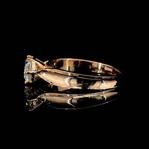 Bague de fiançailles classique unisexe en or massif 18 carats avec pierre naturelle taille brillant, sertie à griffes, AMBER JEWELS T-1143, plaqué rhodium, IGI - Product Image 2