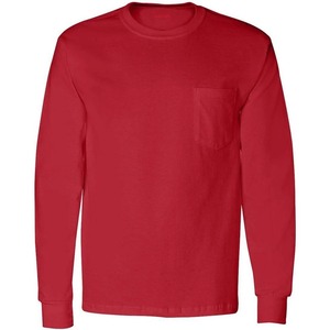 T-shirt personnalisé à manches longues pour homme avec poche, en coton premium, col rond, décontracté, pour le travail, OEM ODM, vente en gros de vêtements - Product Image 3