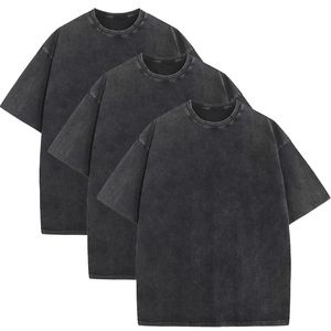 T-shirts en coton surdimensionnés pour hommes, coupe ample, effet vintage, unisexe, manches courtes, décontractés - Product Image 1