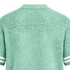 <b>Mint</b> <b>Green</b> Lightweight Knit V Neck Jersey Short Sleeve Striped Athletic Shirt Custom Casual Sports Teamwear Wholesale <b>Top</b> - Product Image 6