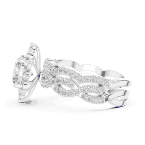 Bague Halo en Argent 925 avec Diamant Rond de Laboratoire de 1,50 CTW et Accents Pavés EF de 1,29 CTW pour des Engagements Élégants - Product Image 4