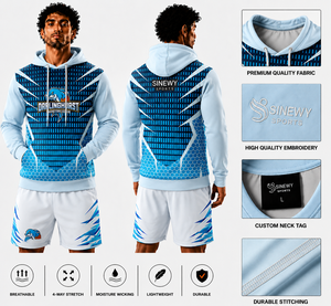 Sweat-shirt à capuche pour homme SINEWY, impression par sublimation, design sportif du club de basket-ball de Darlington, bleu, coupe classique, vêtements d'automne - Product Image 1