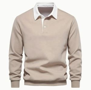 Polo à manches longues pour homme, tissu riche en coton, fournisseur de vêtements de mode. - Product Image 6