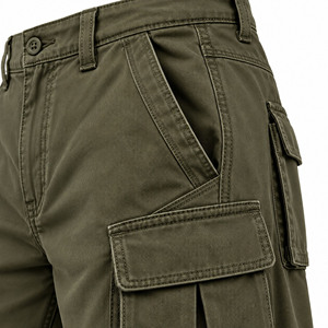 Pantalon cargo décontracté pour homme en toile, coupe droite, poids moyen, avec plusieurs poches - Product Image 4