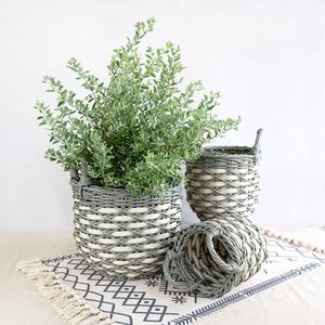 3-Pack Stackable Hand Woven <b>Wicker</b> Storage and <b>Laundry</b> <b>Basket</b> with Comfortable Handles - Product Image 2