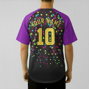 Maillots de baseball en promotion – Personnalisables, vierges, 100 % polyester, boutonnés, respirants, à rayures, manches courtes - Product Image 2