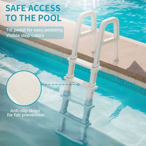 Scaletta per piscina fuori terra e spa, resistente, bianca, regolabile da 47 a 54 pollici, con 3 gradini - Product Image 4