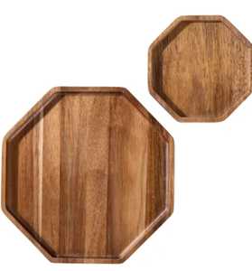 Natural Light Wood <b>Serving</b> <b>Tray</b> Cutout Side Handles <b>Large</b> Rectangle Food Platter Breakfast <b>Tray</b> For Hotel Restaurant Bar - Product Image 4