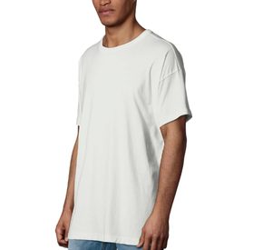 T-shirt blanc à manches courtes et col rond pour homme, coupe classique, décontracté, couleur unie, en jersey de coton tricoté, teint uni, design vierge - Product Image 1