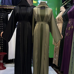 Wholesale Umbrella Abaya Stone Work Handmade Sequined Arabic Dubai Style Full Flare Nida Fabric Evening Party Dress - Product Image 1