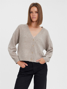 <b>Women's</b> V-Neck Button-Front Long Sleeve Drop Shoulder Loose Fit Oatmeal Beige Acrylic <b>Cardigan</b> Autumn/Winter <b>Sweater</b> - Product Image 1