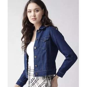 Women's <b>Denim</b> Jeans <b>Jacket</b> 2026 Top Quality Wholesale Ladies Button up Washed <b>Cropped</b> <b>Denim</b> <b>Jackets</b> OEM Serviced - Product Image 3