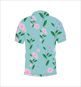 Polo à manches courtes pour hommes, bleu ciel, imprimé floral rose, chemise décontractée à la mode pour l'été - Product Image 5