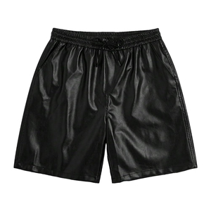 Men's Black Polyester Satin Shorts Mid Rise Drawstring Waist Quick Dry Casual Style Woven Fabric Solid Color - Product Image 1