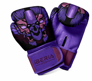 Gants de boxe IBERIA Premium Purple, imprimé loup, gants d'entraînement en cuir PU, logo personnalisé, équipement sportif en gros OEM - Product Image 6