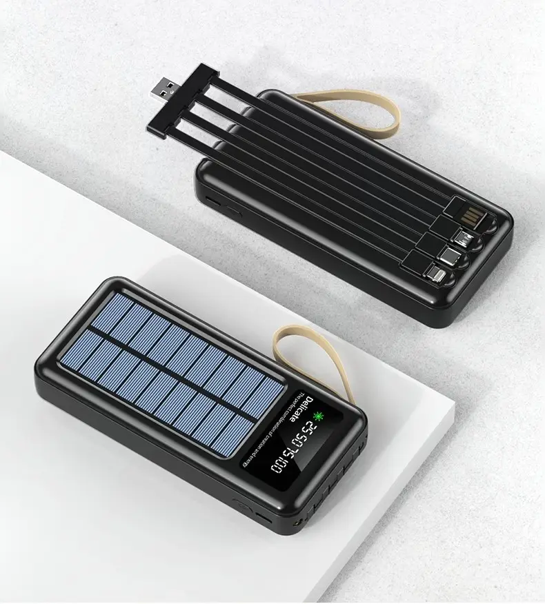 Entrepôt américain Powerbank solaire portable étanche de 2 à 4 jours 20000mAh PowerBank Flash Light Solar Power Banks Chargeur avec support