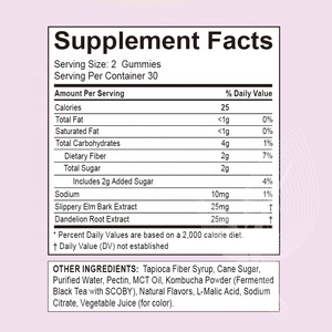 กัมมี่โปรไบโอติกส์คอมบูชาแบบกำหนดเอง ปราศจากน้ำตาล พร้อมสลิปเปอร์รี่เอล์ม สำหรับผู้หญิงและผู้ชาย บำรุงระบบทางเดินอาหาร ภูมิคุ้มกัน และการย่อยอาหาร - Product Image 6