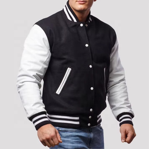 2025 chaqueta universitaria personalizada para hombre con capucha transpirable ropa de invierno Letterman mangas de cuero de vaca genuino nuevo al por mayor - Product Image 1