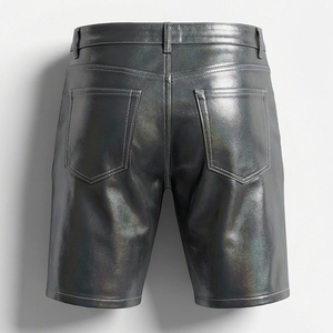 Unisexe, solide, en similicuir, écologique, respirant, séchage rapide, taille élastique, streetwear, cargo, style urbain, hip hop, style motard, tendance - Product Image 3