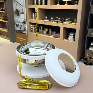 Gold Rectangular Chafing Dish Stainless Steel <b>Roll</b> Top Buffet Food Warmer with Glass Window for Hotel Catering - Product Image 5