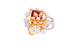 Bague élégante en or avec motif floral et pierre précieuse rouge rubis, bijoux pour occasions spéciales - Product Image 3