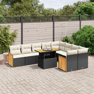Grand ensemble de canapés de jardin modulaires en rotin PE noir, meubles d'extérieur modulaires élégants - Product Image 1